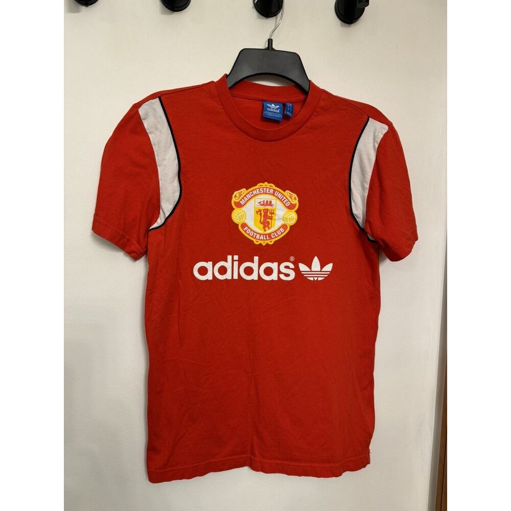 Adidas Manchester United Football Soccer Training Shirt Red Logo Mens Size S